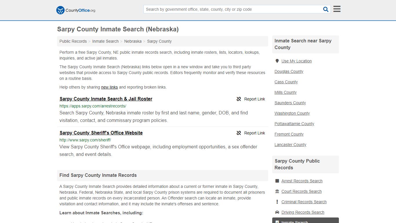 Inmate Search - Sarpy County, NE (Inmate Rosters & Locators)