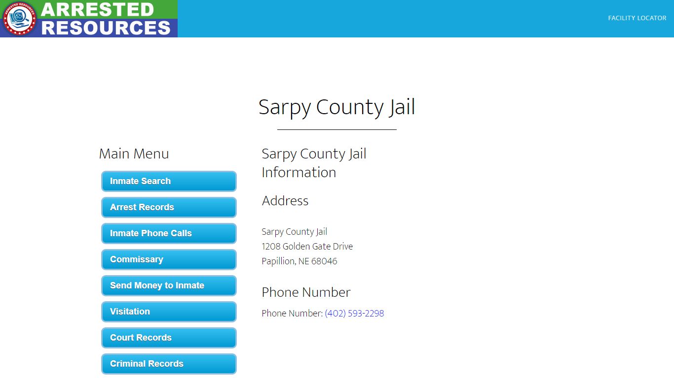 Sarpy County Jail - Inmate Search - Papillion, NE